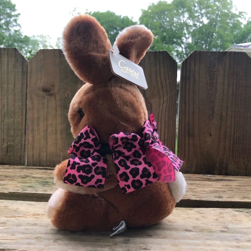 Fancy Pink Leopard Bows Black Dog Collar S